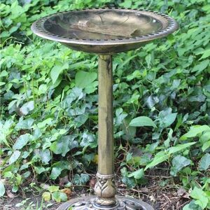 Ornate resin Bird Bath in Antique Brass Finish